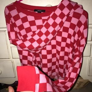 Pink and red checkered cropped